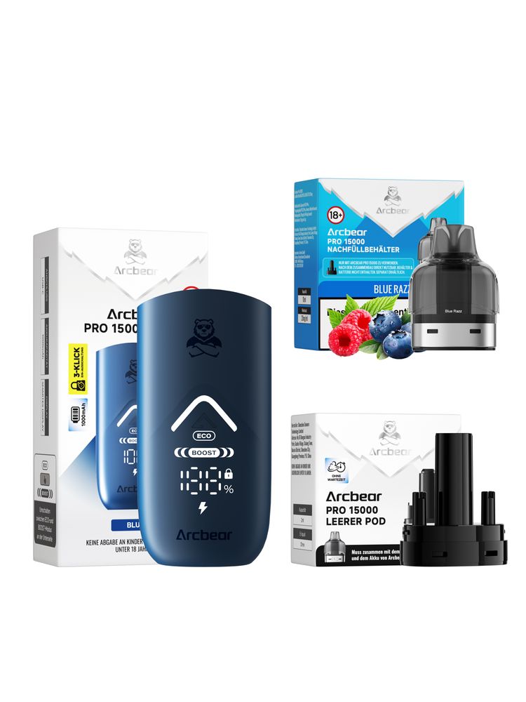 Arcbear Pro 15000 Starter Set - Farbe: Blue + Pod Blue Razz
