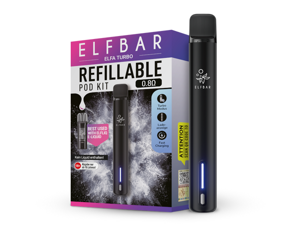 ELFBAR ELFA Turbo Pod Kit 550 mAh Akku - Black Knight - End of Life