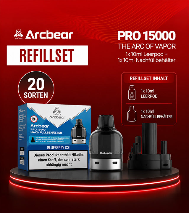 Arcbear Pro 15000 Nachfüll-Set - Leerpod + Nachfüllbehälter (0+10ml)